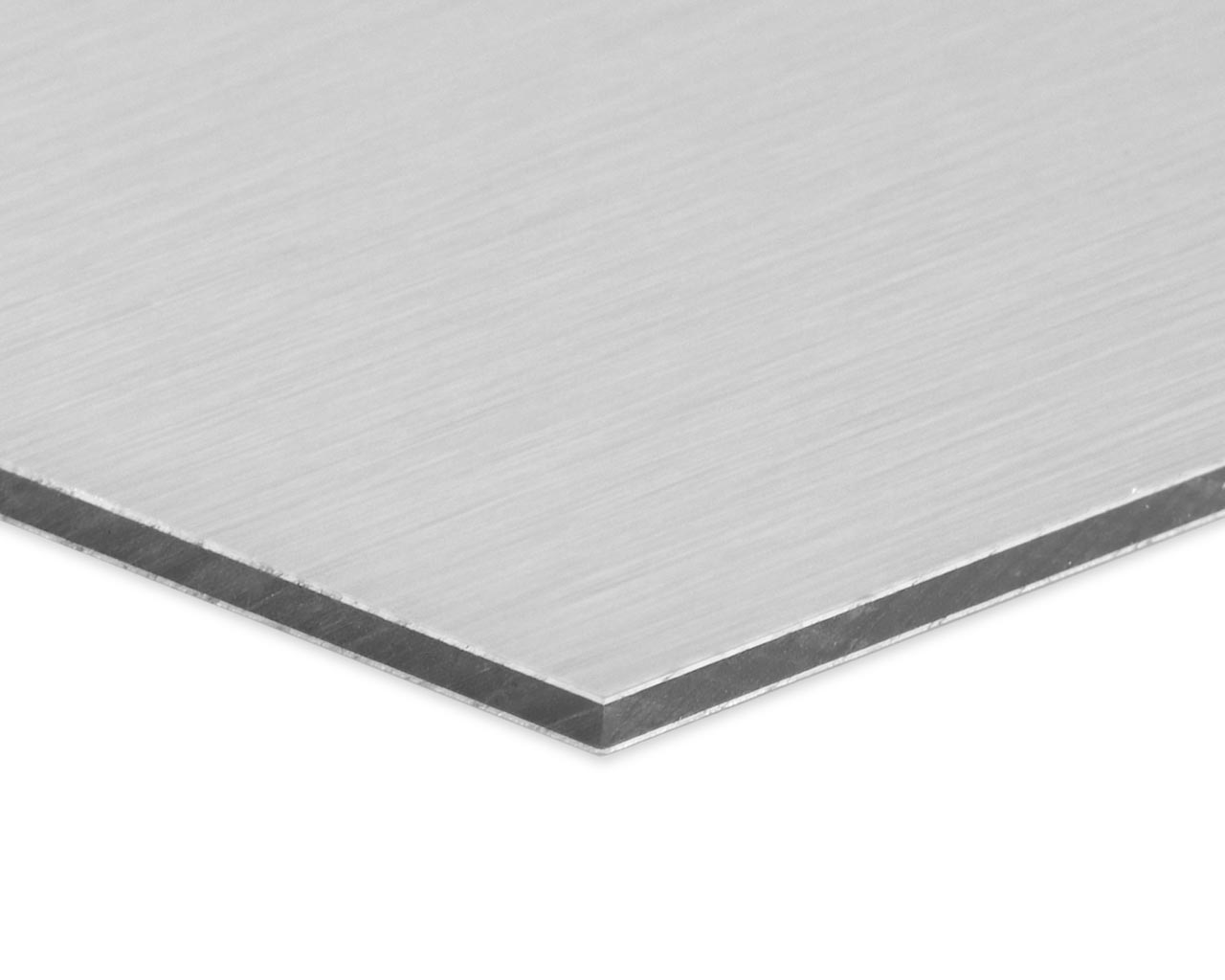 DIBOND silber walzmatt butlerfinish Edelstahl gebürstet 3 mm 75 €/m² 30 Formate 